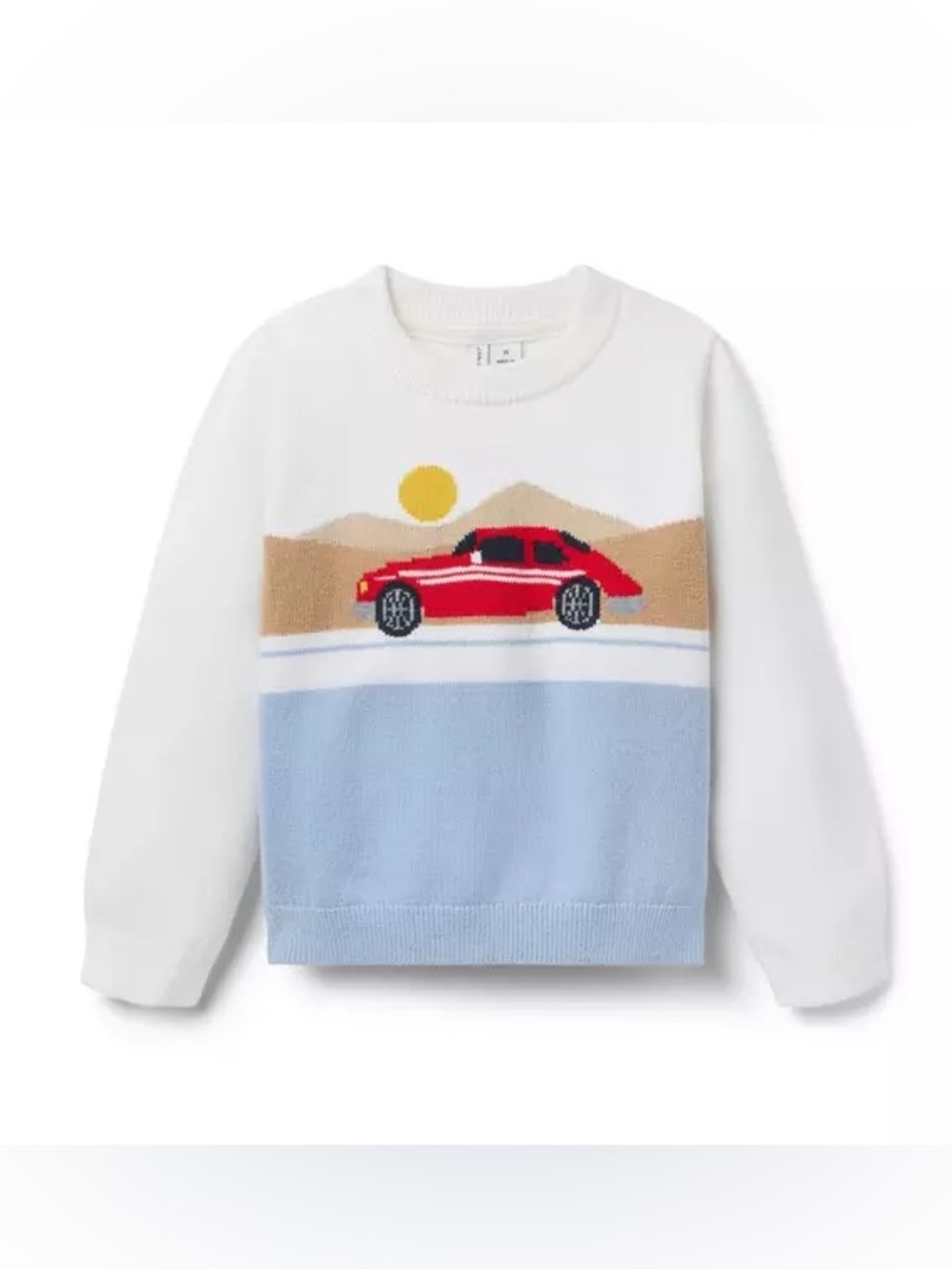 Janie and Jack Racecar Sweater 6-12 Months White Baby Boy Knit Top Fall Winter